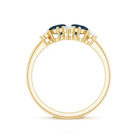 Genuine London Blue Topaz and Diamond 2 Stone Promise Ring