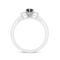 Natural Garnet Heart Shaped Promise Ring with Diamond
