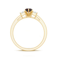 Natural Garnet Heart Shaped Promise Ring with Diamond