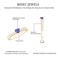 Natural Tanzanite Heart Proposal Ring with Diamond