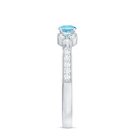 Natural aquamarine diamond engagement ring by Rosec Jewels featuring a sparkling aquamarine gemstone and delicate diamond accents.