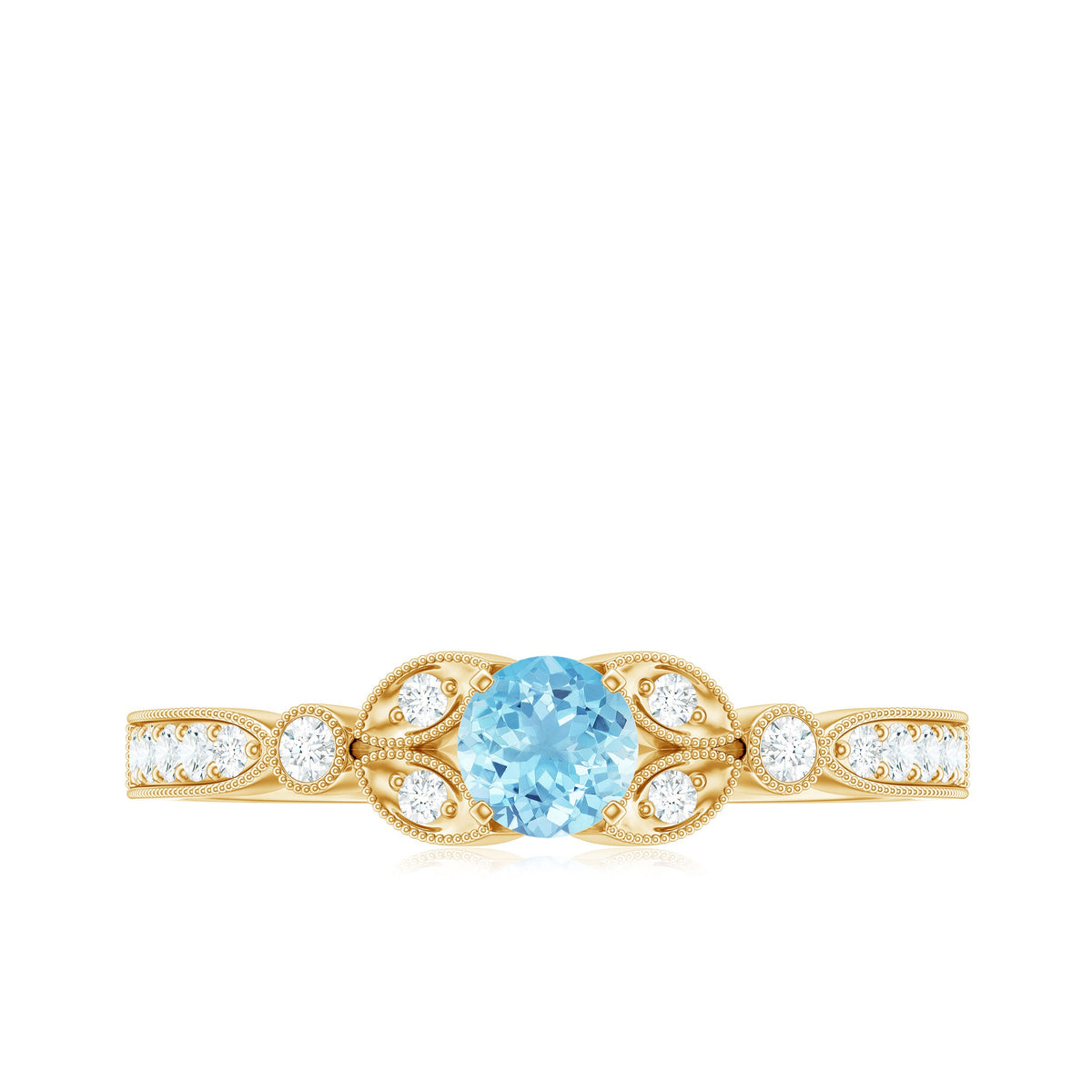 Natural aquamarine diamond engagement ring by Rosec Jewels featuring a sparkling aquamarine gemstone set in a elegant ring design.