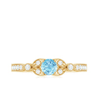 Natural aquamarine diamond engagement ring by Rosec Jewels featuring a sparkling aquamarine gemstone set in a elegant ring design.