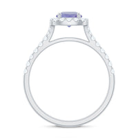 Genuine Tanzanite Halo Engagement Ring with Diamond