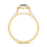 Genuine Tanzanite Halo Engagement Ring with Diamond