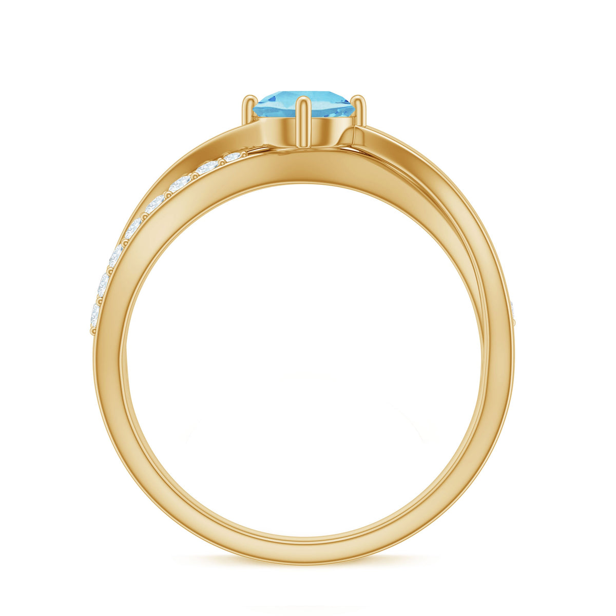 Genuine aquamarine engagement ring with diamond infinity shank from Rosec Jewels, featuring a central aquamarine stone and detailed band.