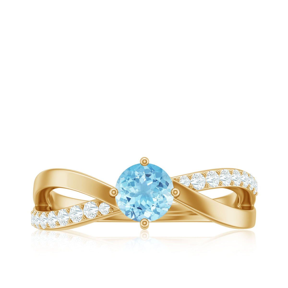 Genuine aquamarine engagement ring with diamond infinity shank from Rosec Jewels, showcasing the elegant blue gemstone and sparkling band.