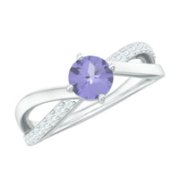 Certified Tanzanite infinity proposal ring with diamonds from Rosec Jewels, showcasing a sparkling tanzanite and diamond accents.