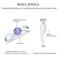 Certified Tanzanite infinity proposal ring with diamonds from Rosec Jewels, featuring a stunning tanzanite centerpiece and sparkling accents.