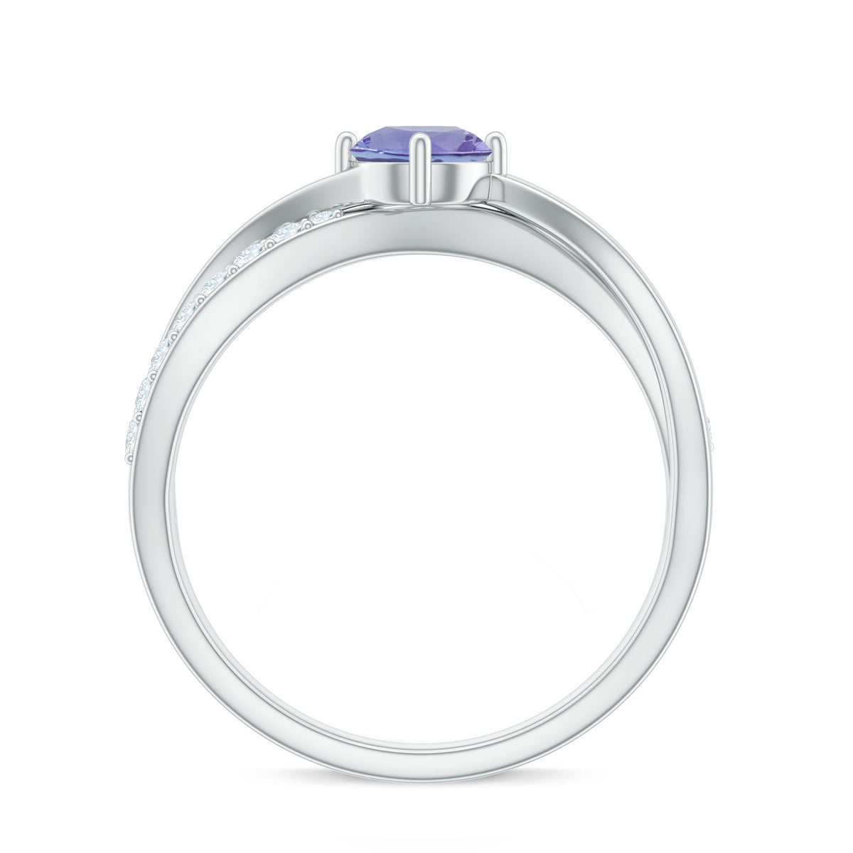 Certified Tanzanite infinity proposal ring with diamonds by Rosec Jewels, showcasing a stunning blue gemstone and sparkling accents.
