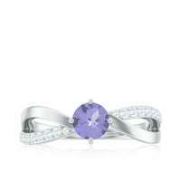 Certified Tanzanite infinity proposal ring with diamonds, elegant rose gold design, from Rosec Jewels.