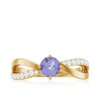 Certified Tanzanite infinity proposal ring with diamond accents by Rosec Jewels, featuring a stunning Tanzanite centerpiece and elegant design.