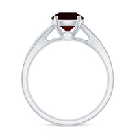Natural Garnet Solitaire Engagement Ring with Diamond Split Shank