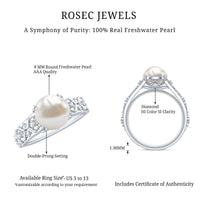 Nature Inspired 7.4 Carat Freshwater Pearl Diamond Engagement Ring