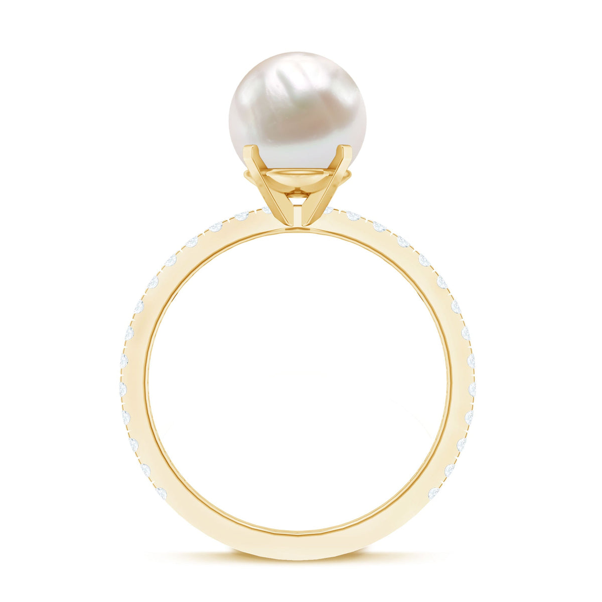 Rosec Jewels 7.4 carat freshwater pearl solitaire engagement ring with diamond, showcasing a elegant pearl and diamond setting.