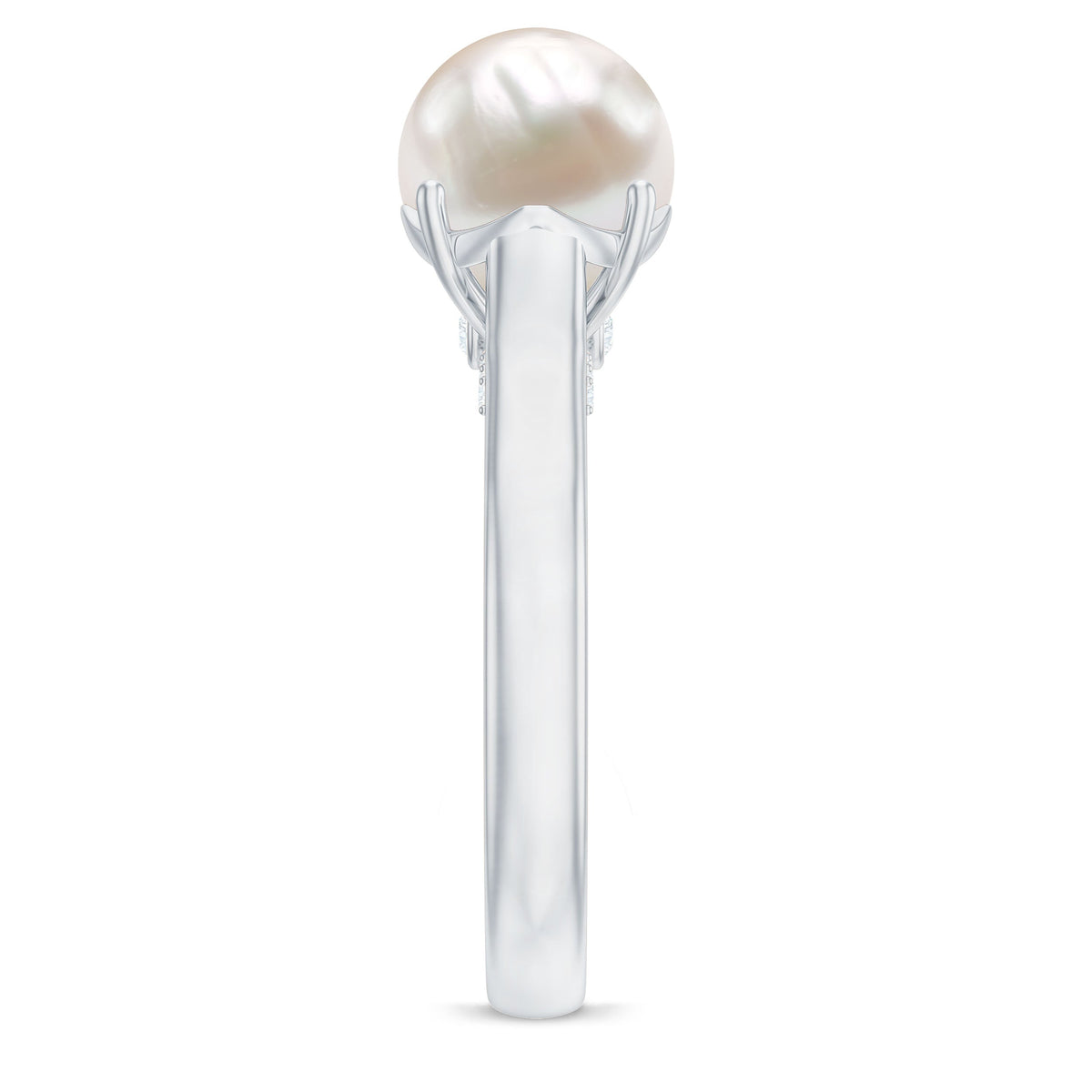 Rosec Jewels freshwater pearl solitaire ring with a diamond accent, showcasing a elegant ring design with pearl and diamond details.