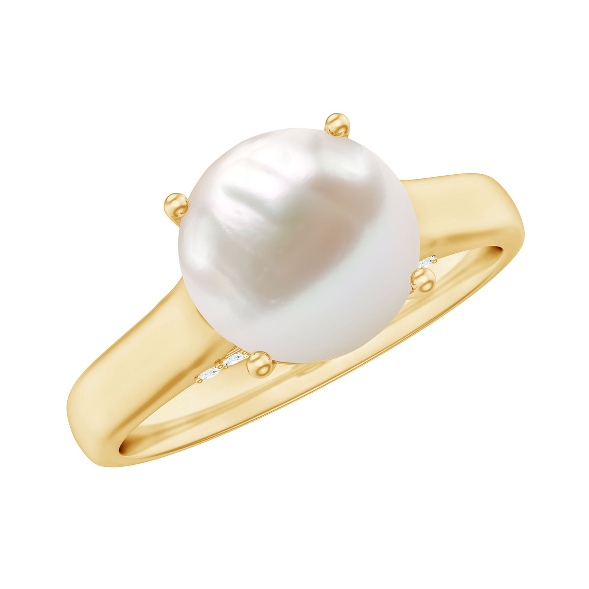 Rosec Jewels freshwater pearl solitaire ring with diamond accent, featuring a classic design and elegant craftsmanship.