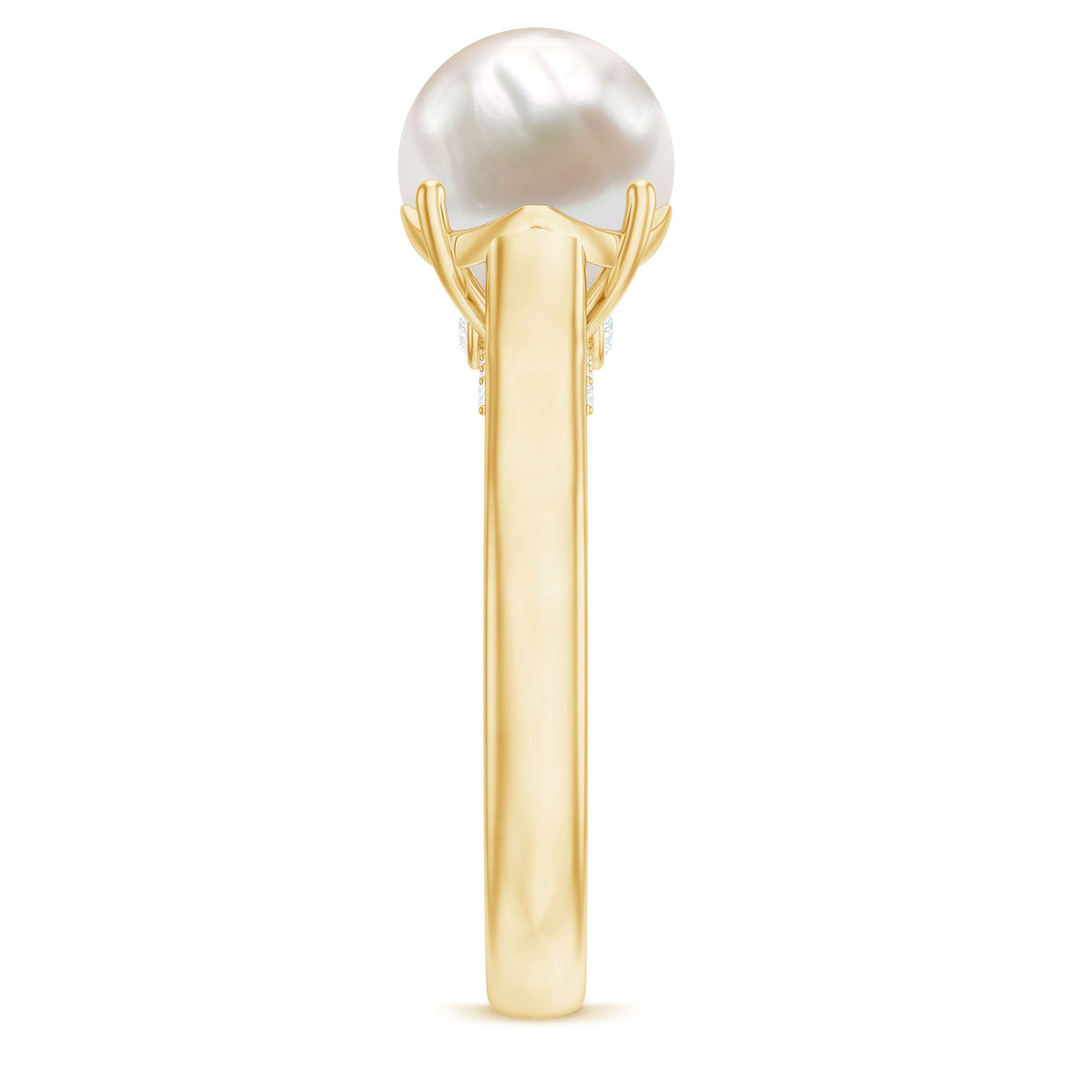 Rosec Jewels freshwater pearl solitaire ring with diamond accent, showcasing a elegant pearl centerpiece and sparkling band.
