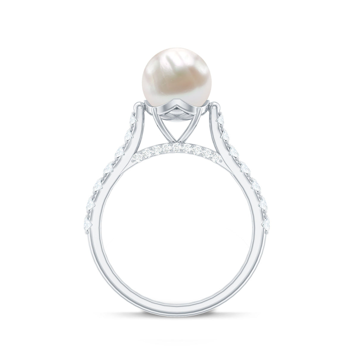 Cultured 7.4 Carat Freshwater Pearl Engagement Ring with Diamond