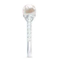 Cultured 7.4 Carat Freshwater Pearl Engagement Ring with Diamond