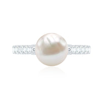 Cultured 7.4 Carat Freshwater Pearl Engagement Ring with Diamond