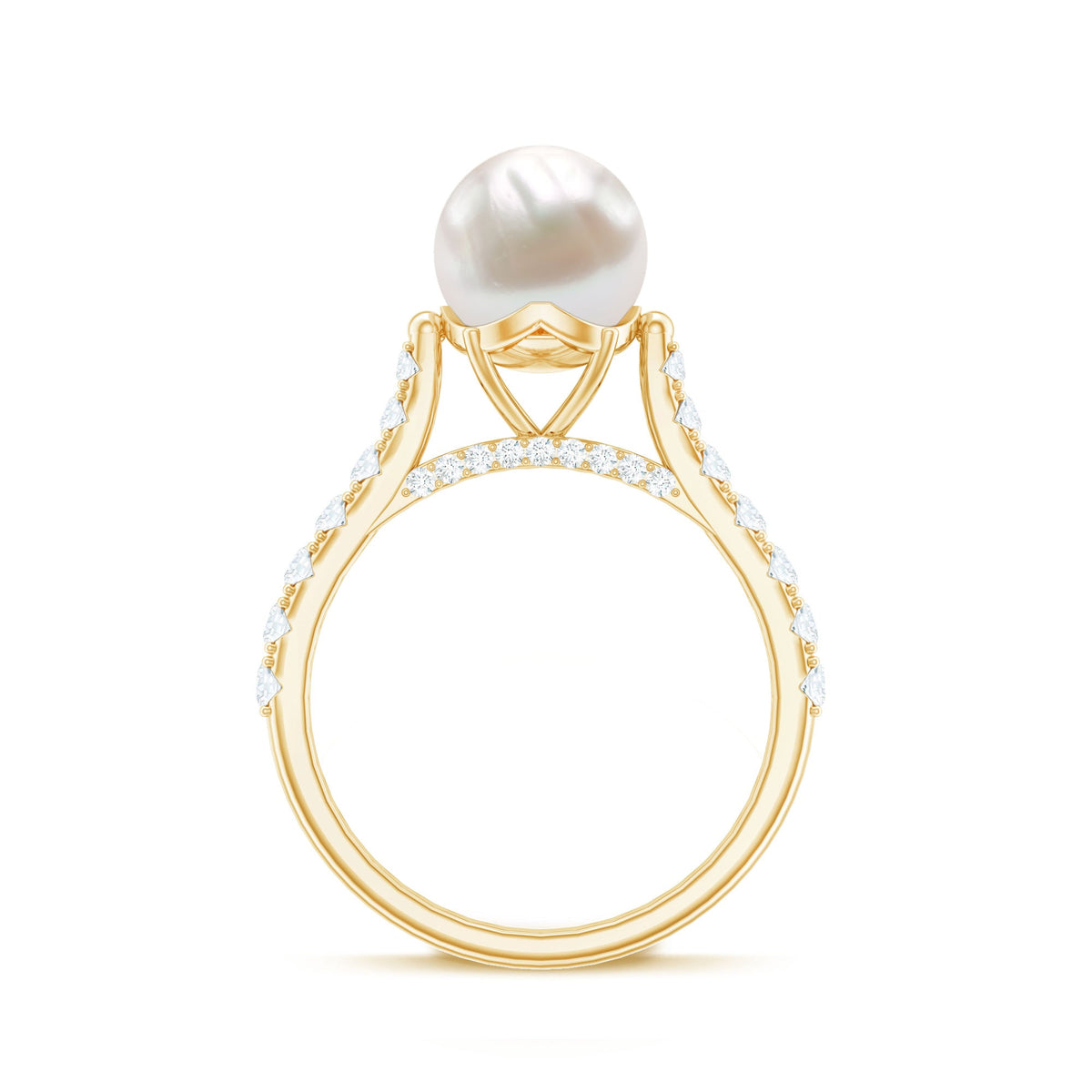Cultured 7.4 Carat Freshwater Pearl Engagement Ring with Diamond