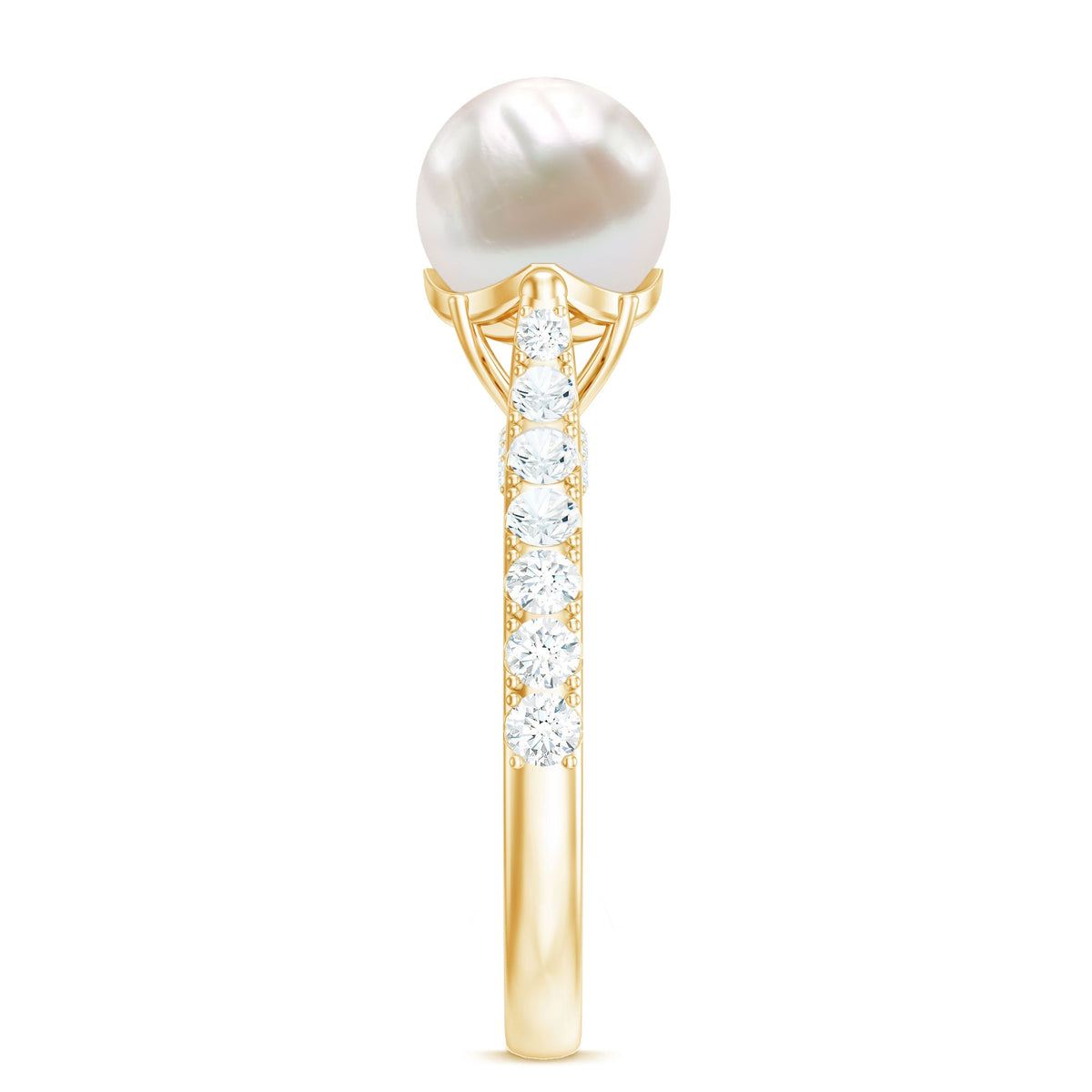 Cultured 7.4 Carat Freshwater Pearl Engagement Ring with Diamond