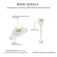 Natural 7.4 Carat Freshwater Pearl Engagement Ring with Diamond