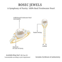 Natural 7.4 Carat Freshwater Pearl Engagement Ring with Diamond