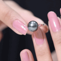 7.5 carat genuine Tahitian black pearl cathedral engagement ring with split shank by Rosec Jewels, showcasing a stunning black pearl centerpiece