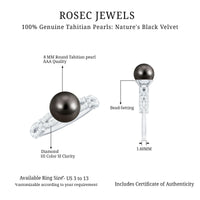 7.5 carat black pearl and diamond engagement ring by Rosec Jewels, featuring a stunning black pearl centerpiece with diamond accents.
