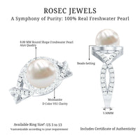 7.4 Carat Freshwater Pearl Engagement Ring with Moissanite Crossover Shank