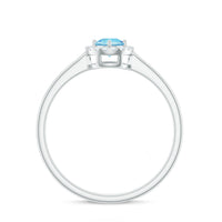 Genuine Aquamarine Promise Ring with Diamond Halo