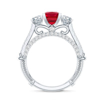 Lab Grown Ruby Vintage Looking Engagement Ring With Certificate