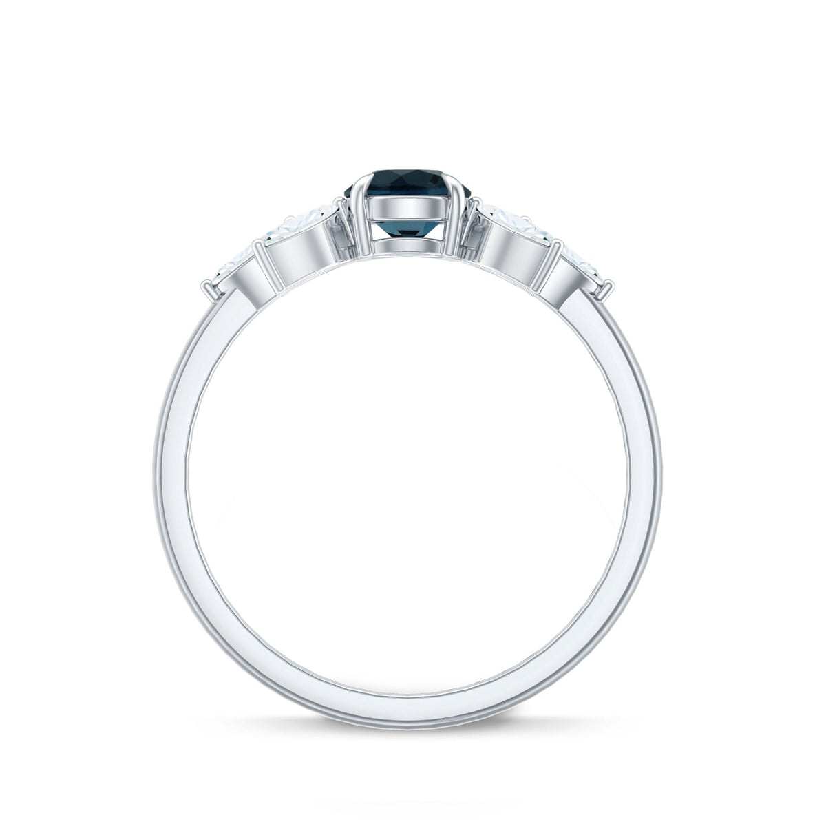 London Blue Topaz Minimal Engagement Ring With Diamond