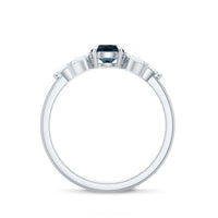 London Blue Topaz Minimal Engagement Ring With Diamond