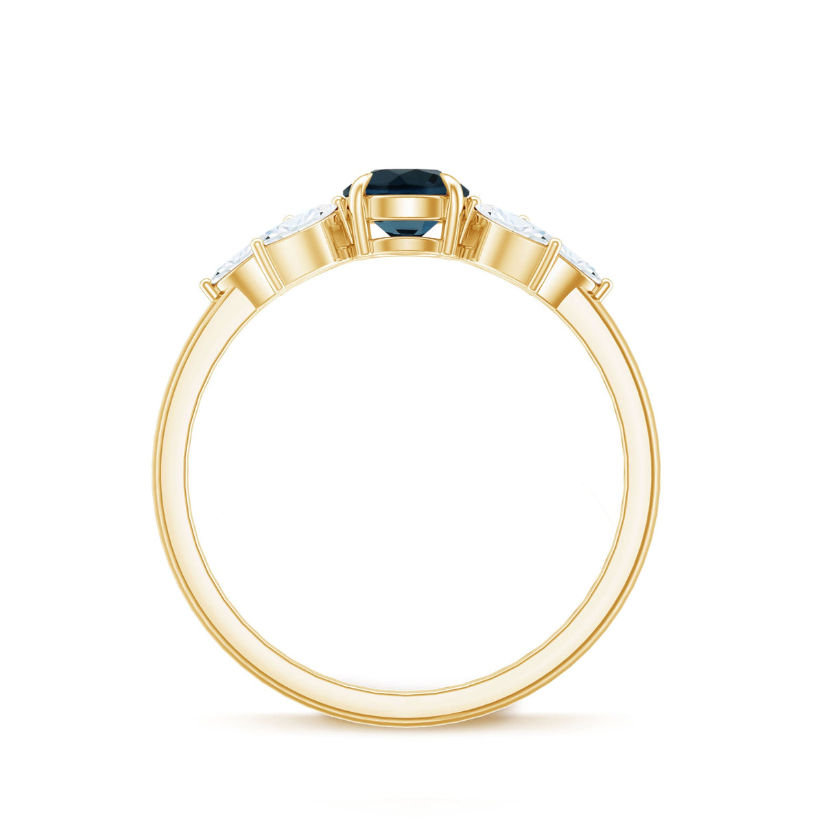 London Blue Topaz Minimal Engagement Ring With Diamond