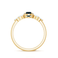 London Blue Topaz Minimal Engagement Ring With Diamond