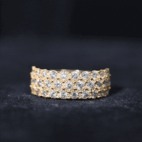 Diamond 3 Row Wide Wedding Band Ring