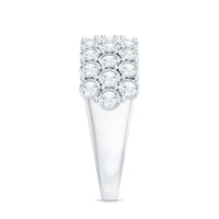 Diamond 3 Row Wide Wedding Band Ring