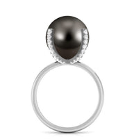 Tahitian Pearl Solitaire Engagement Ring with Diamond