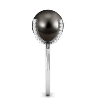 Tahitian Pearl Solitaire Engagement Ring with Diamond