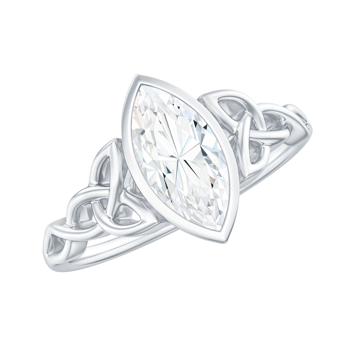 Moissanite 5x10mm Marquise Cut Engagement Ring in Bezel Setting