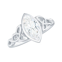 Moissanite 5x10mm Marquise Cut Engagement Ring in Bezel Setting