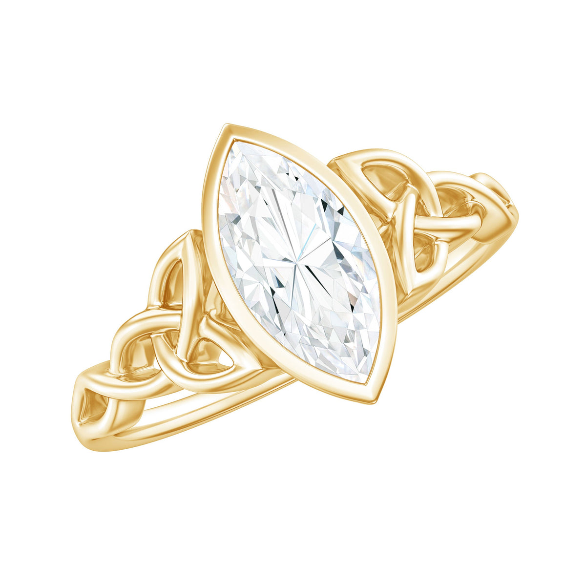 Moissanite 5x10mm Marquise Cut Engagement Ring in Bezel Setting