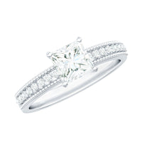 Moissanite Solitaire Engagement Ring with Princess Cut