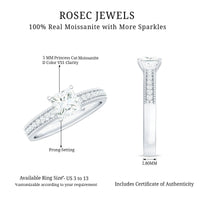 Moissanite Solitaire Engagement Ring with Princess Cut