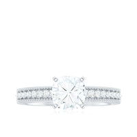 6mm Cushion Cut Moissanite Solitaire Engagement Ring with Beaded Details