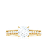 6mm Cushion Cut Moissanite Solitaire Engagement Ring with Beaded Details