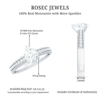Pear Shaped Moissanite Solitaire Engagement Ring with Beaded Design